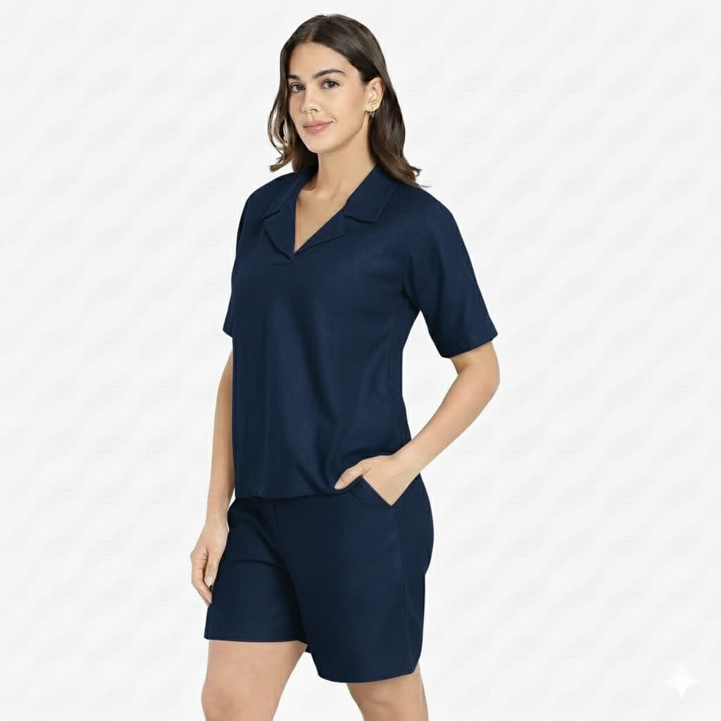 Women’s Solid Cotton Co-Ord Set – Summer Lounge Set