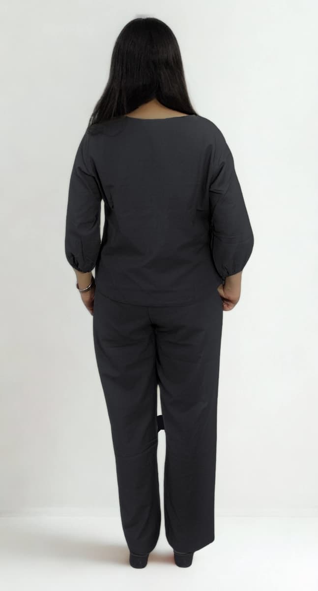 Women’s Solid Casual Co-ord Set | Button-Down Top & Relaxed Fit Pants