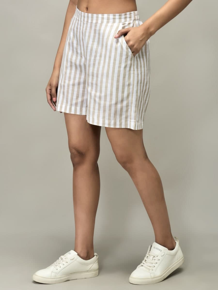 Women’s Striped Summer Co-ord Set | Short Sleeve Shirt & Shorts Set