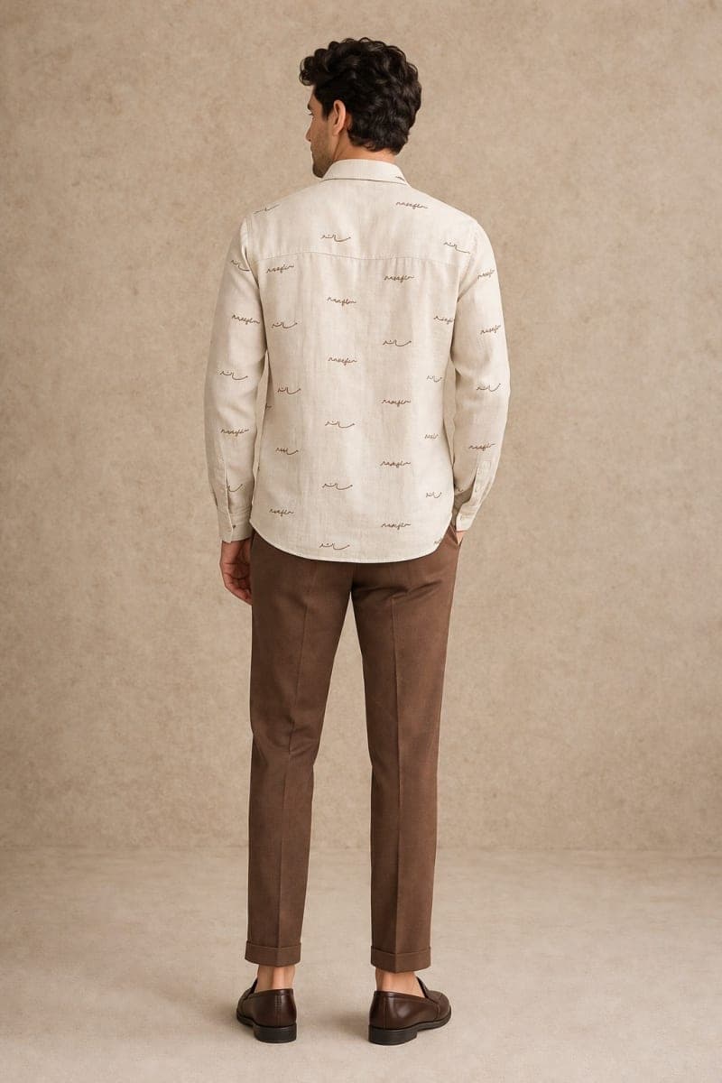 Men’s Premium Printed Casual Shirt | Full Sleeve Button-Down Linen Blend Shirt