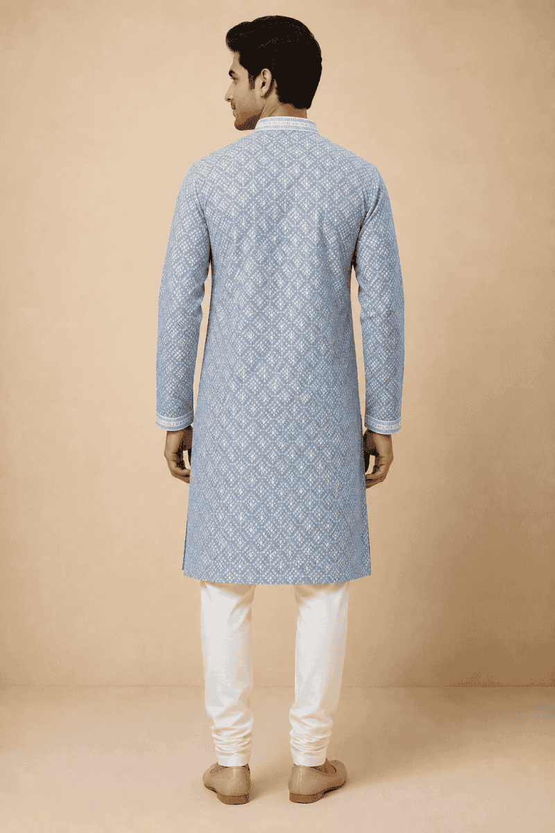 Men’s Premium Printed Kurta Set | Full Sleeve Ethnic Kurta with Churidar Pants