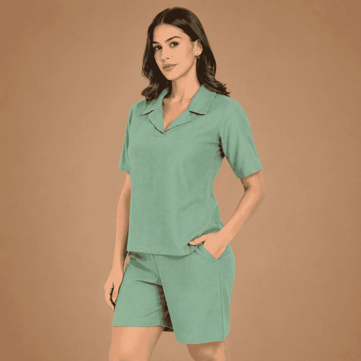 Women’s Solid Cotton Half-Co-Ord Set – Summer Lounge Set