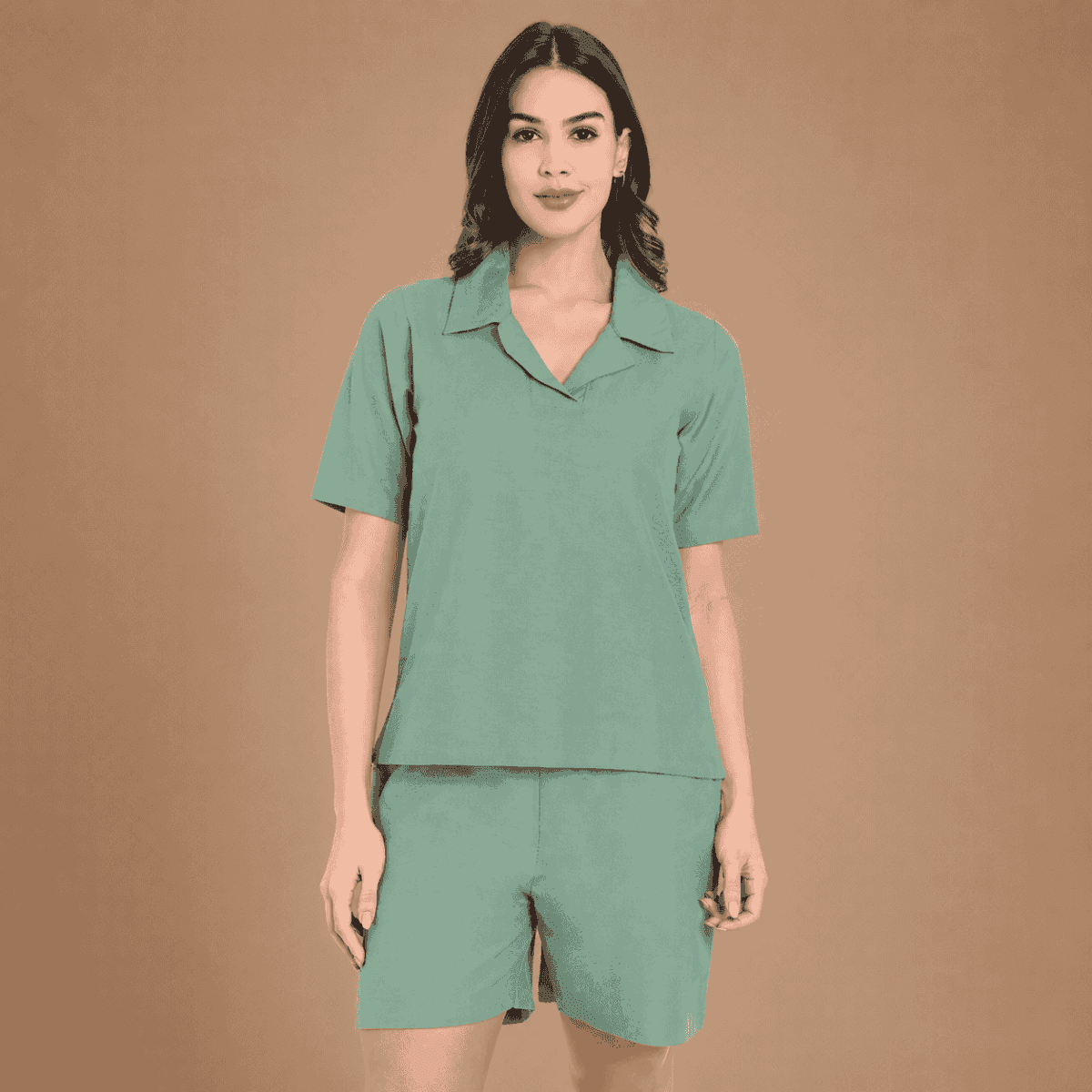 Women’s Solid Cotton Half-Co-Ord Set – Summer Lounge Set