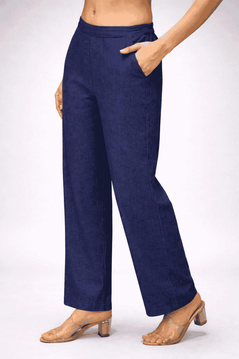Denim Cotton Co-ord Set for Women | Sleeveless Shirt & Wide-Leg Pants | Vastradrobe