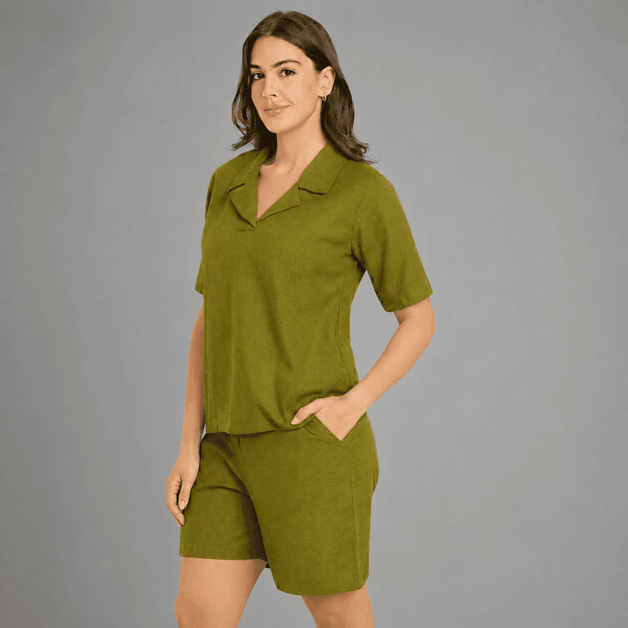 Women’s Solid Cotton Half-Co-Ord Set – Summer Lounge Set 2
