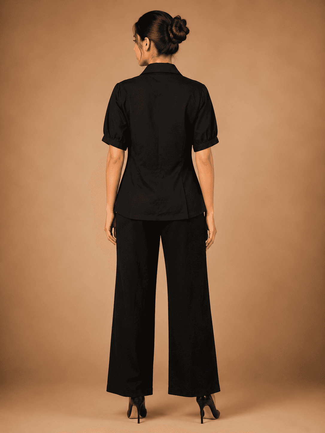 Women's Formal Co-Ord Set | Solid Button-Down Shirt with Wide Leg Palazzo Pants | Elegant Office Wear Two Piece Outfit | Smart Casual Western Wear for Women