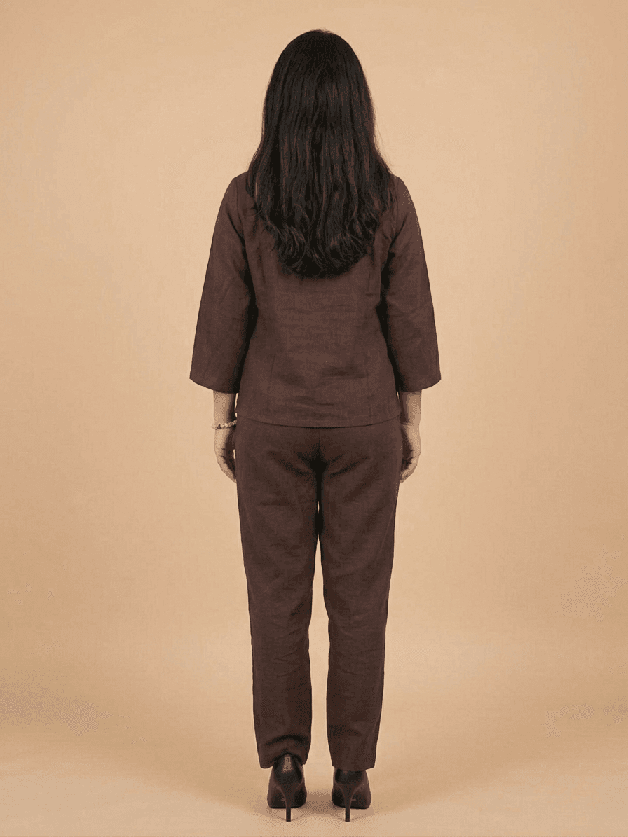 Women’s Co-Ord Set — Button Front Top & Pull-On Trousers With Bell Sleeves 3