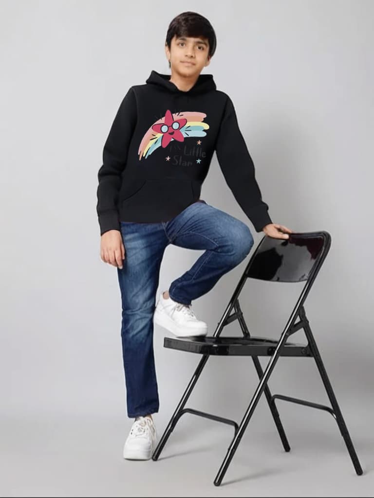 Kids Printed Cotton Fleece Hoodie | Warm Hooded Sweatshirt for Boys & Girls | Winter Casual Wear