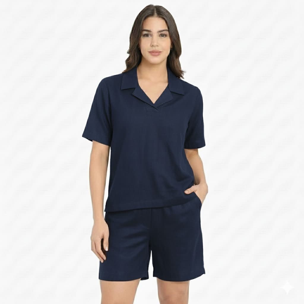 Women’s Solid Cotton Co-Ord Set – Summer Lounge Set