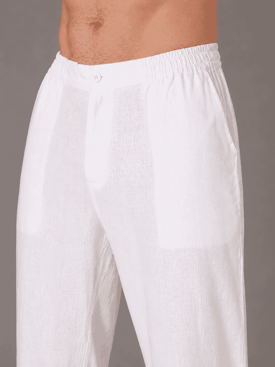 Men’s Solid Relaxed Fit Ethnic Trousers | Elastic Waist Casual Bottomwear