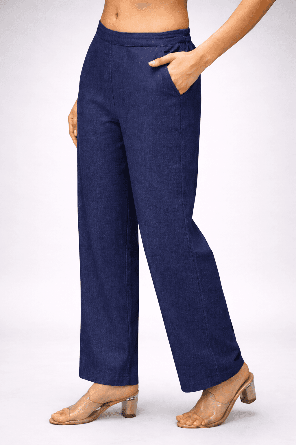 Denim Cotton Co-ord Set for Women | Sleeveless Shirt & Wide-Leg Pants | Vastradrobe 5